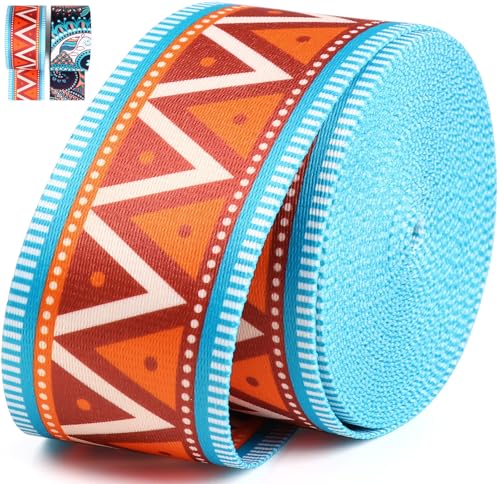 2 Inch Webbing Straps for Bags-6 Yards Webbing for Handles Bag - color: Orange blue-6yard
