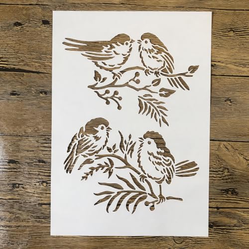 TIAMECH A4 Reusable Vintage Wildlife Sparrow Stencil for Painting - color: Vintage Wildlife Sparrow
