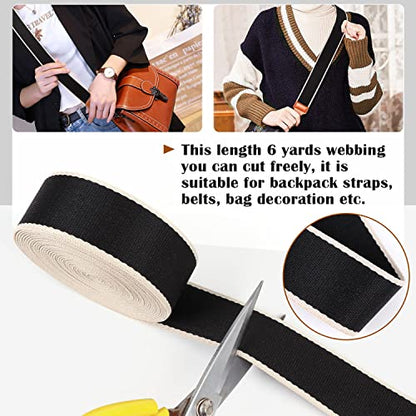 Black Striped Webbing Heavy Duty Nylon Webbing 1.5 inch 6 Yards - color: wb07-6 Yards