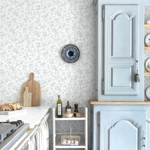 Peel and Stick Wallpaper for Nursery Blue Cherry Blossom Waterproof - color: Blue, size: 17.3" x 78.7"