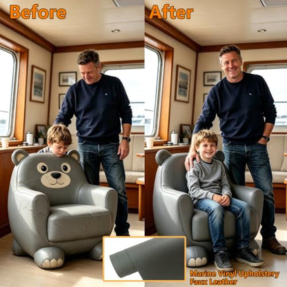CDY Marine Vinyl Upholstery Fabric: 54"x36" Soft Grain Faux Leather Durable - color: Gray, size: 1 Yard（54"x36")