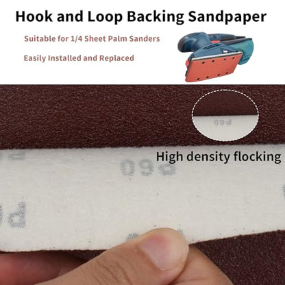 100 PCS 1/4 Sheet Sandpaper for Palm Sander 4.5" x 5.5" Sandpaper Sheets 320 Grit Hook and Loop Sandpaper Aluminum Oxide 1/4 Sandpaper Sheets Sanding Blocks for Metal, Woodworking (320 Grit) - size: 320 Grit