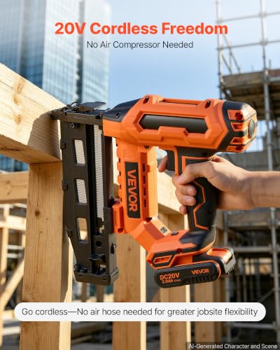 VEVOR Cordless Finish Nailer 20V 16GA Straight Cordless Nailer with Battery - size: 16 Gauge - 1 Battery