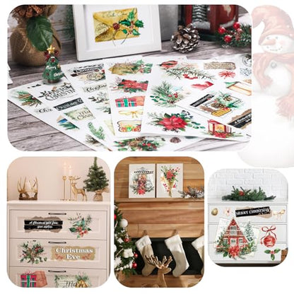 Lincia 10 Sheets Christmas Rub on Transfers for Crafts, Vintage Newspaper - style: Vintage Newspaper
