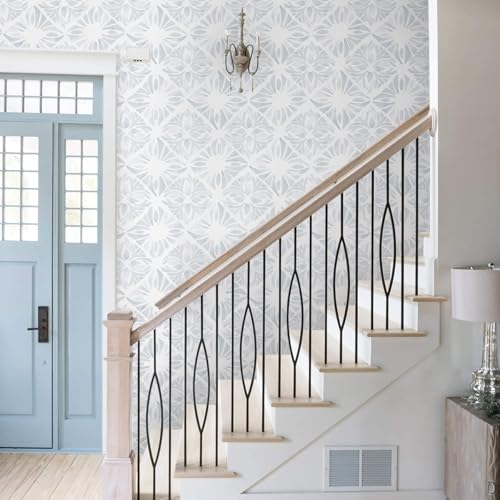 Blue Wallpaper Coastal Peel and Stick Wallpaper Boho 393"x17.3" Blue and White Wall Paper Geometric Contact Paper Textured Removable Vinyl Waterproof for Bathroom Bedroom Farmhouse Kitchen - color: White and Blue, size: 17.3" x 393"