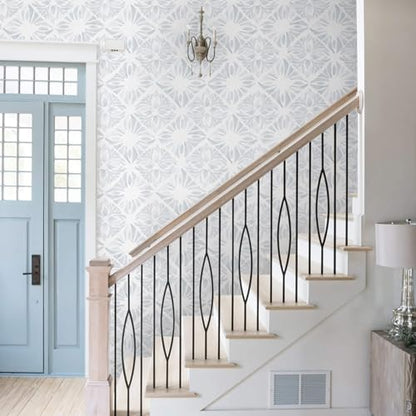 Blue Wallpaper Coastal Peel and Stick Wallpaper Boho 197"x17.3" Blue and White Wall Paper Geometric Contact Paper Textured Removable Vinyl Waterproof for Bathroom Bedroom Farmhouse Kitchen - color: White and Blue, size: 17.3" x 197"