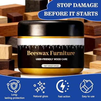2PCS Multipurpose Beeswax Furniture Polish and Cleaner, Beeswax Gleam, Furniture Wax, All-Natural Wood Conditioner, Restorer and Protector for Tables, Cabinets, Cutting Boards Waterproof