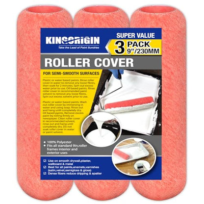 King Origin Paint Roller Covers, 3 Pack, 9 Inch 3/8" Nap - size: 3 PCS, 9-Inch