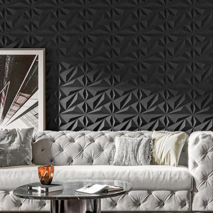 Art3dwallpanels 33 Pack 3D Wall Panels Diamond, Black, 12''x12'' - color: Black, size: 33 Pack