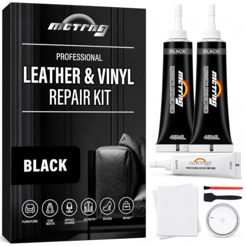Black Leather and Vinyl Repair Kit for Car Seats and Couches - color: Black