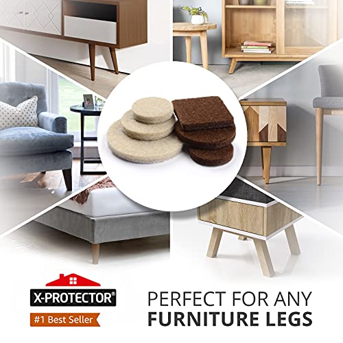 Felt Furniture Pads X-PROTECTOR 133 PCS Premium Furniture Pads - Felt Pads - size: 133 PCS Brown & Beige, Round & Square