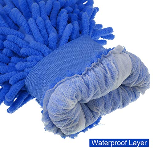 BBTO 5 Pieces Car Wash Mitts Microfiber Chenille Scratch Free Car Wash Gloves Absorbent Double Sided Drying Mitts Microfiber Swirl Free Clean Brush Truck SUV Motorcycles Home Dusting 10.24'' x 6.69'' - color: Blue