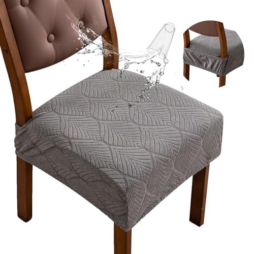 Waterproof Stretch Chair Seat Covers, Set of 6 Med Gray - color: Med Gray, size: 16-20in-Rear-covered