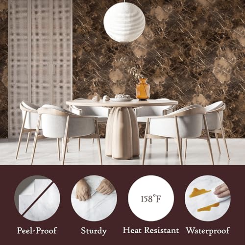 Very Berry Sticker Marble Contact Paper (Brown, 24" x 78", 1 Pack)