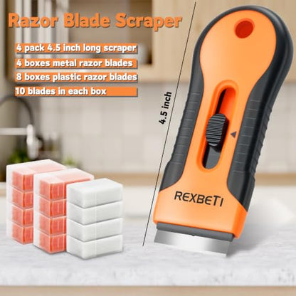 REXBETI Razor Blade Scraper Tool, Paint, Windows, Glass Stovetop Scraper - size: 4