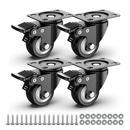 2 inch Caster Wheels Heavy Duty Swivel Casters with Safety Brake Total Capacity 600lbs (Set of 4) Good for Industrial or Furniture - style: 2″ with brakes 4pcs