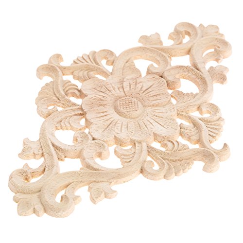 4Pcs Wood Carved Appliques Onlays Center Carving Decals for Furniture - color: 4-pack, size: 21x15cm/8.27"x5.9"