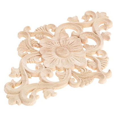 4Pcs Wood Carved Appliques Onlays Center Carving Decals for Furniture - color: 4-pack, size: 21x15cm/8.27"x5.9"