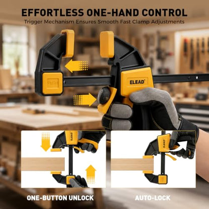 3-Pack Wood Clamps for Woodworking, 12 Inch Bar Clamps with Clamp Connector, Quick-Release Wood Clamps with 150 LBS Load Limit, Trigger Clamp Set for Woodworking DIY Projects - style: 2-Piece 12" 150lbs with clamp connector