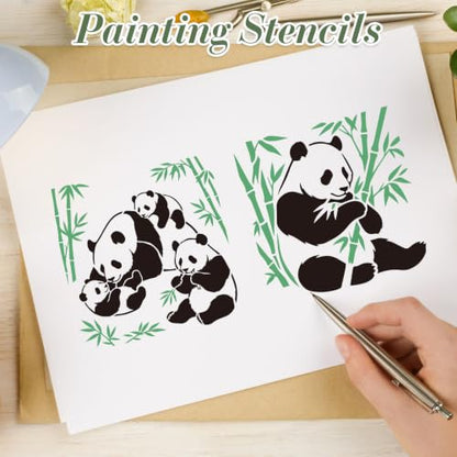 Panda Animal Stencils for Crafts Reusable 20Pcs Stencils(5.9X5.9 Inch) - color: Panda