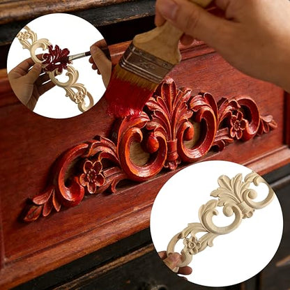 Nsrisml Wooden Decals Trim Rosette Inlays, Wood Appliques Onlays for Wall Cabinet Dresser Staircase DIY Projects (4Pcs, 7.87") - color: 4-pack, size: 20x5cm/7.87" x1.97"