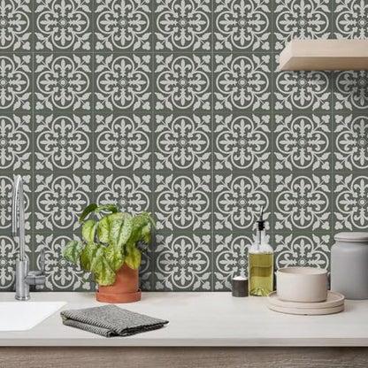 Alwayspon 12 Sheet 6x6inch 3D Thicken Foaming Board Vinyl Backsplash Marble Tiles, Self-Adhesive Peel and Stick Wall Tile Stickers Stick on Subway Tiles for Kitchen Bathroom Wall, Floral - color: Floral 1