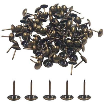 200PCS 11 * 17mm Upholstery Tacks, Decorative Furniture Nails, Round Head Bronze Thumb Tacks for Sofa, Chair, Cork Board, DIY Projects - size: 0.43"