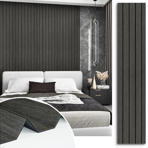 Peel and Stick 3D Textured Wood Slat Panels for Bedroom Walls - size: 11.8" x118"
