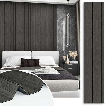 Peel and Stick 3D Textured Wood Slat Panels for Bedroom Walls - size: 11.8" x118"