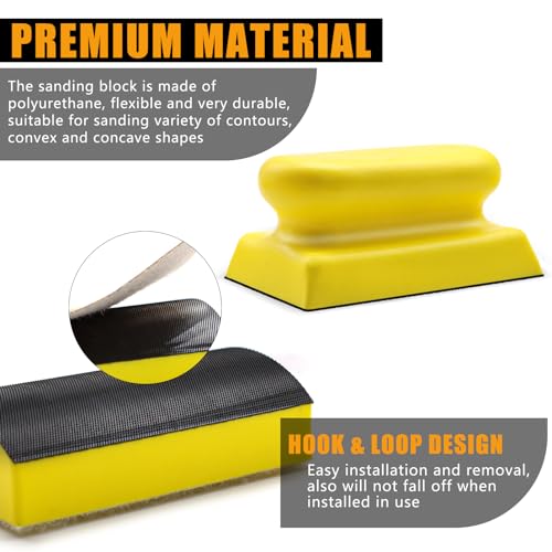 VIBRATITE 9 PCS Contour Sanding Blocks Set, 4 Inch Hand Sander