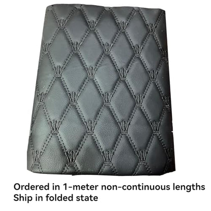 Quilted Foam Vinyl Fabric King Crown Classic Pattern with 0.23" Sponge Backing Faux Leather Fabric for Car Headliner, Furniture Upholstery, Headboards,Diamond 2" x 3" (King Crown-Black White) - color: King Crown-black White