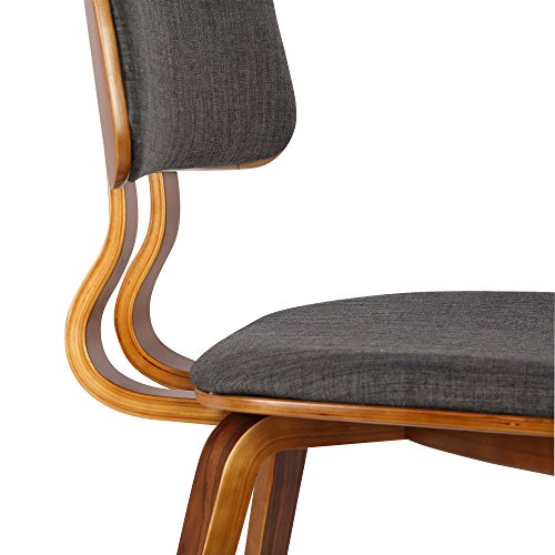 Armen Living Jaguar Mid-Century Dining Chair in Walnut Wood and Charcoal Fabric - Set of 4 - color: Charcoal/Walnut, size: Set of 4