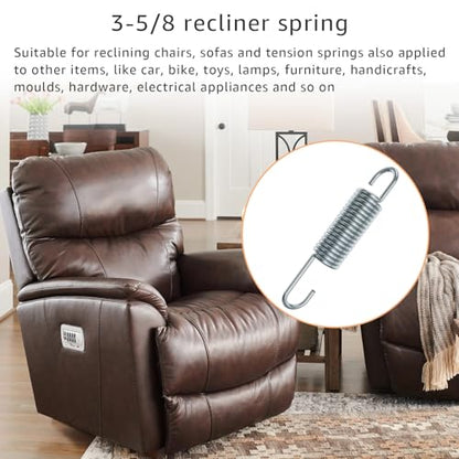 3-5/8 Inch Replacement Recliner Chair Mechanism Furniture Tension Springs Long Neck Style ，Long Neck Hook Style-Recliner Replacement Parts-3.46 Inch Inside Hook to Hook (Silver White 2Pcs) - size: 3-5/8 in 2Pcs