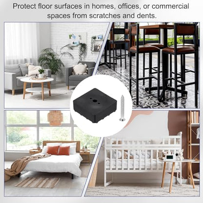 uxcell 8pcs Screw-On Furniture Pads,Large Square PVC,1.18" Wx0.43 H,Black - color: Black