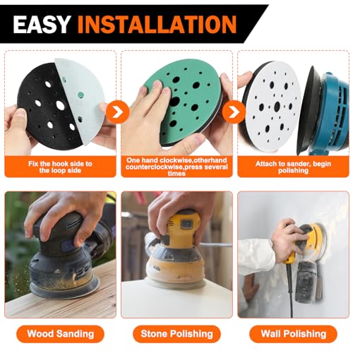 4 Pack Interface Pads, 6 inch 25 Holes Hook & Loop Soft Sponge Cushion Buffer Backing Pad, polishing pad for Automotive Woodworking Polishing