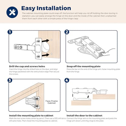 Ravinte Full Overlay Cabinet Door Hinges,105 Degree,60 Packs 30 Pair
