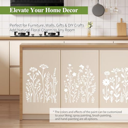 Gute 8Pcs Large Flower Stencils for Painting,Wildflower Floral Templates