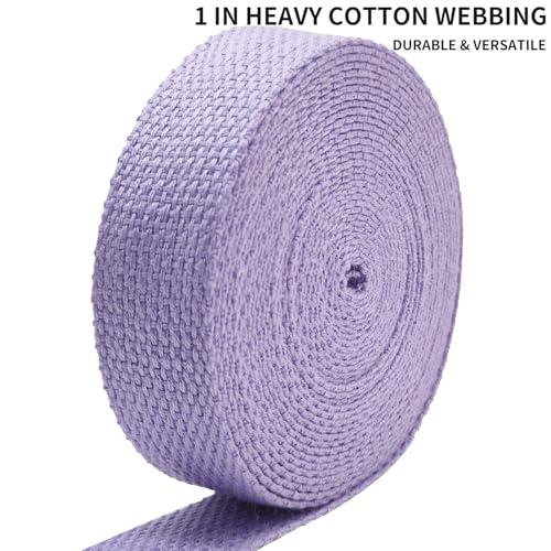 1 inch Cotton Webbing 5 Yards, Soft & Sturdy for Bag Handles - color: Lavender F016