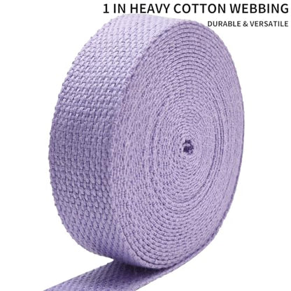 1 inch Cotton Webbing 5 Yards, Soft & Sturdy for Bag Handles - color: Lavender F016