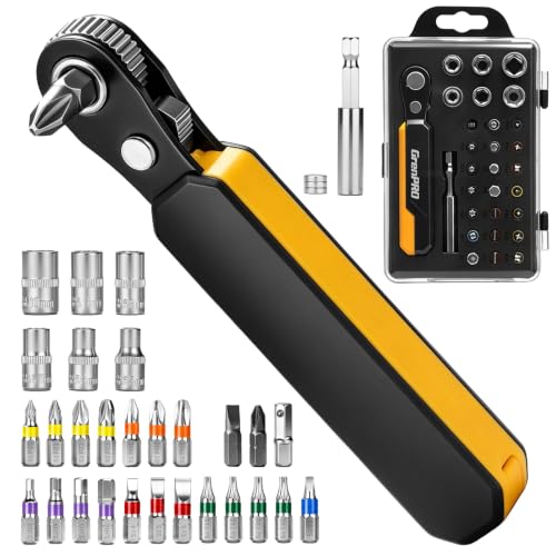 GRENPRO 30-in-1 Right Angle Screwdriver 36-Tooth Reversible Ratchet Set