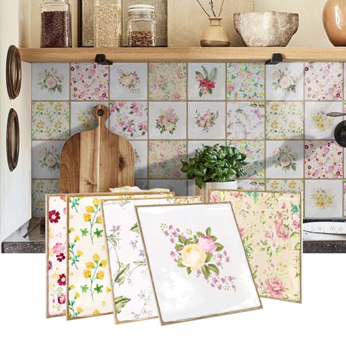 VICCI 24Pcs Peel and Stick Backsplash Pink Tile Stickers, 5.9x5.9 Inch - color: Grt-01, size: 5.9x5.9IN*24pcs