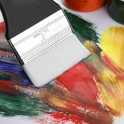Bates- Flat Paddle Paint Brush Set, 3 Pack, 1"/2"/3" Nylon Bristles