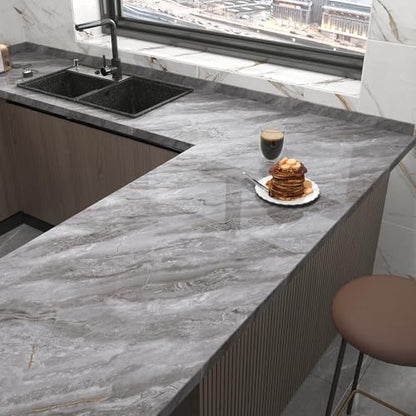 Marble Wallpaper Peel and Stick Countertops Kitchen Counter Top Vinyl Wrap - size: 31.5" x 354"