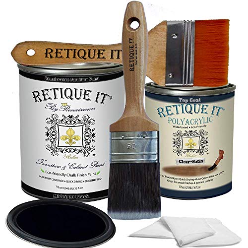 Retique It Chalk Furniture Paint by Renaissance DIY, 6 Piece Set, 08 Midnight Black, 32 Ounces