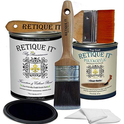 Retique It Chalk Furniture Paint by Renaissance DIY, 6 Piece Set, 08 Midnight Black, 32 Ounces