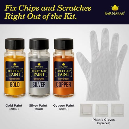 Barnabas Gilding Paint Set - 20ml Gold, Silver, Copper Paints with 3 Gloves