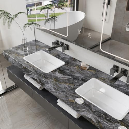 CRE8TIVE Dark Grey Gold Marble Contact Paper 12"x80" Glossy Slate Marble Wallpaper Peel and Stick Countertops Waterproof Self Adhesive Removable Wallpaper Marble Vinyl Wrap for Bathroom Cabinets Desks - color: Glossy Dark Grey Gold, size: 12" x 80"