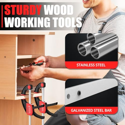 XINQIAO Bar Clamps for Woodworking 12 Inch (2) Wood Clamps Set, One-Handed Spreader with 150lbs for Stable and Reliable Fixing Solutions - size: 12IN 2PCS