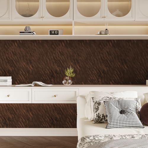 Brown Velvet Drawer Liner Contact Paper for Shelf Cabinets, Self Adhesive Felt Fabric for Jewelry Boxes DIY Arts & Crafts, Peel and Stick Velvet Wallpaper for Home Upholstery, 11.8"x118" - color: Brown