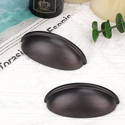 Probrico 10 Pack Oil Rubbed Bronze Cabinet Pulls Bin Cup Drawer Handles, Cabinet Cup Handles 3 Inch Holes Drawer Handles and Knobs, Kitchen Cabinet Hardware - color: Oil Rubbed Bronze